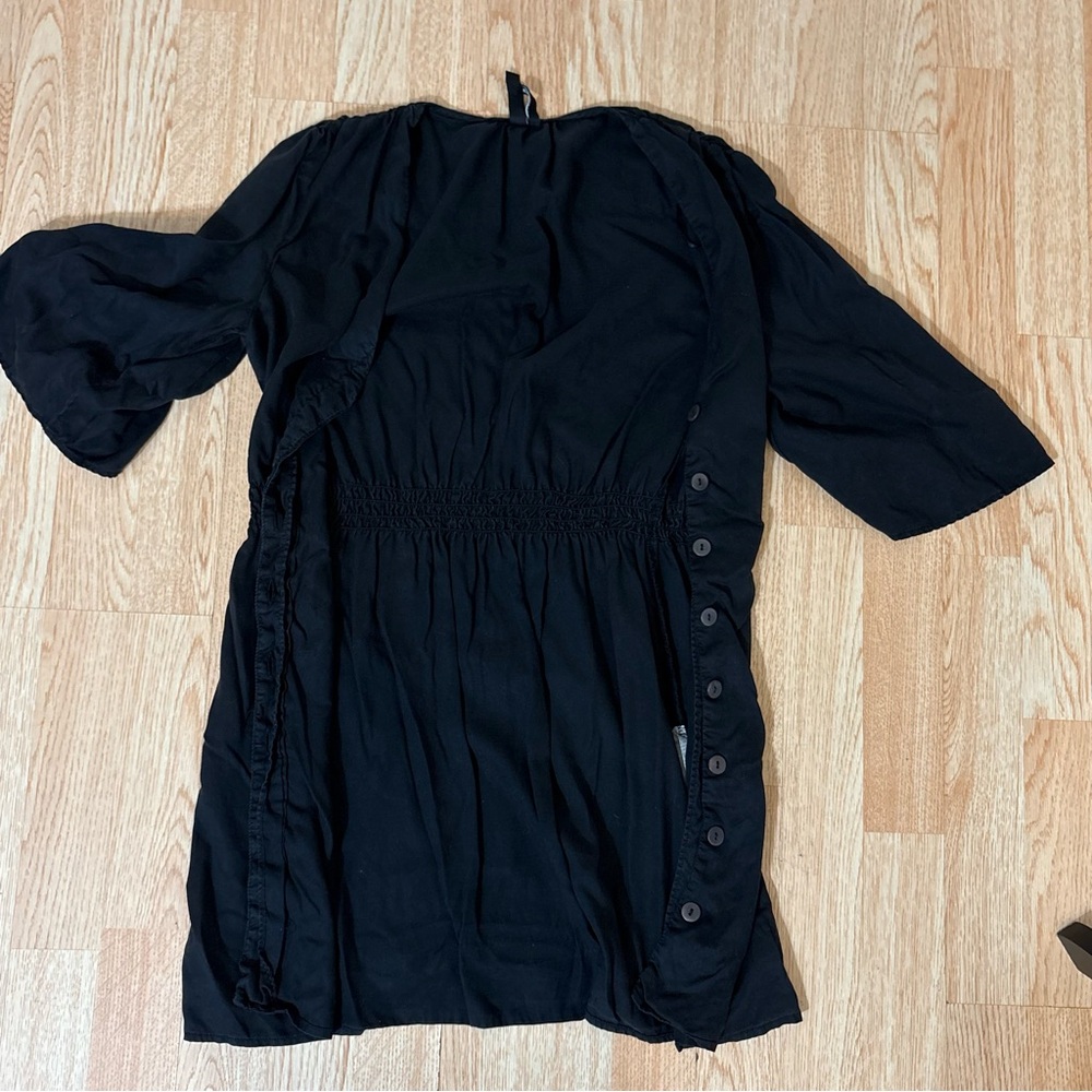 Zara Charcoal Button Down Mini Dress Gothic Dark Academia Whimsy Wednesday Sz S - Picture 6 of 9